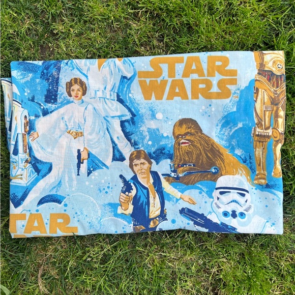 VTG Star Wars Bibb No Iron Twin Flat Sheet USA Luke Skywalker Darth Vader GUC - Picture 1 of 11